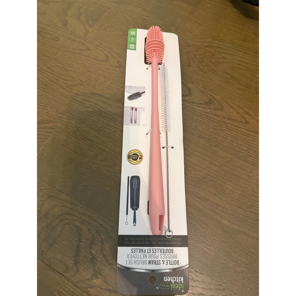 Ideal Kitchen Pink Silicone Bottle and Straw Brush Piece BPA Free